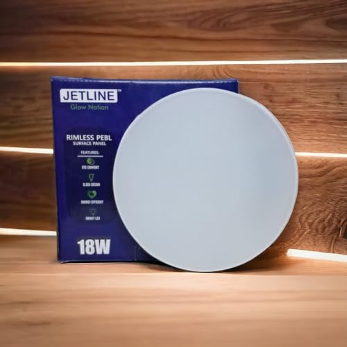 LED 18W Rimless PEBL Surface Panel, Round, Pack of 1, Cool White - No False Ceiling Required