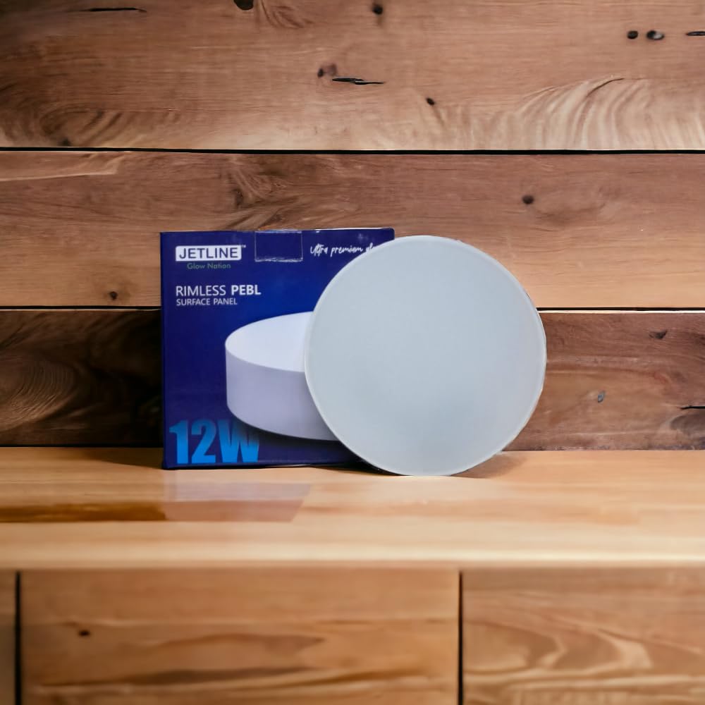 LED 12W Rimless PEBL Surface Panel, Round, Pack of 1, Cool White - No False Ceiling Required